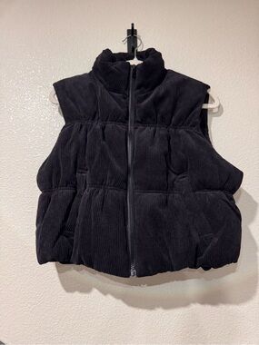 Black Corduroy Puffer Vest